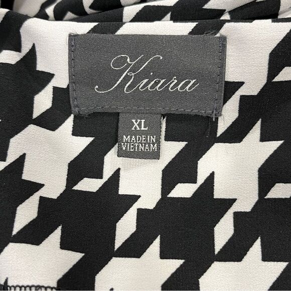 Kiara Elegant long sleeve Black and White Houndstooth Dress size extra large - Picture 10 of 13